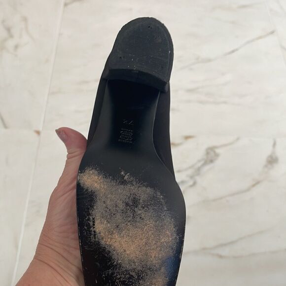 Black Satin square toe Kenneth Cole heels - Picture 8 of 9